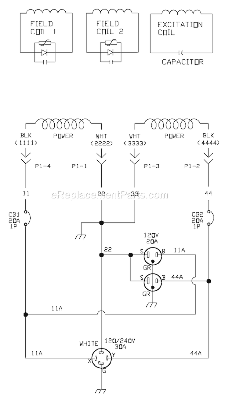 Page D Diagram and Parts List for 030255-0  Briggs and Stratton Generator